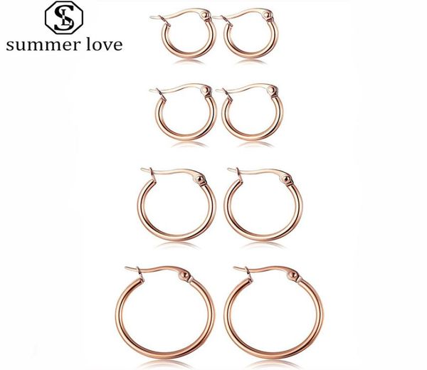 

classic multi size hoop earrings gold rose gold stainless steel earrings elegant simple jewelry for women girls gift wholez7741083, Silver