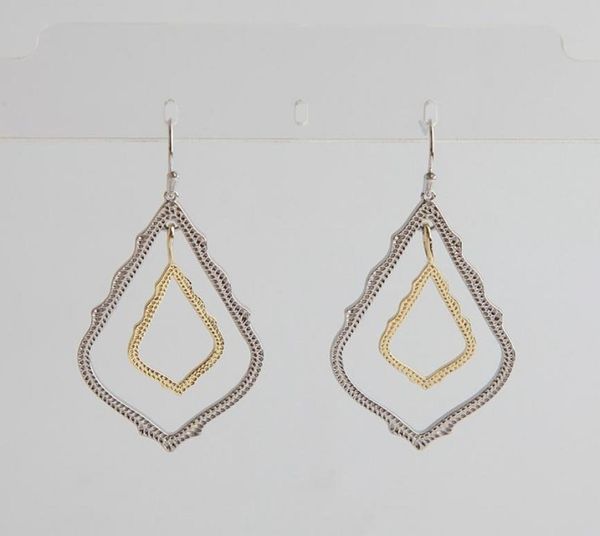 

mixed metal dangles double drop earring with cartons in gold19673221593238, Silver