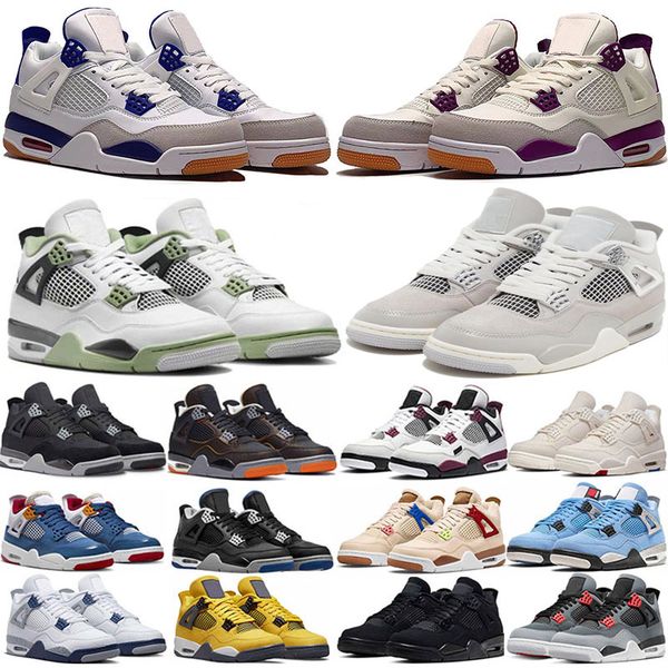 

jumpman 4 retro basketball shoes men women black cat bred 4s unc military university blue the cactus white grey mens pure royalty sport snea