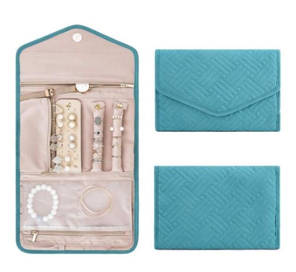 

roll foldable jewelry case jewelry organizer for travel journeyrings necklaces jewerly storage bag more colors for choice7735328, Pink;blue