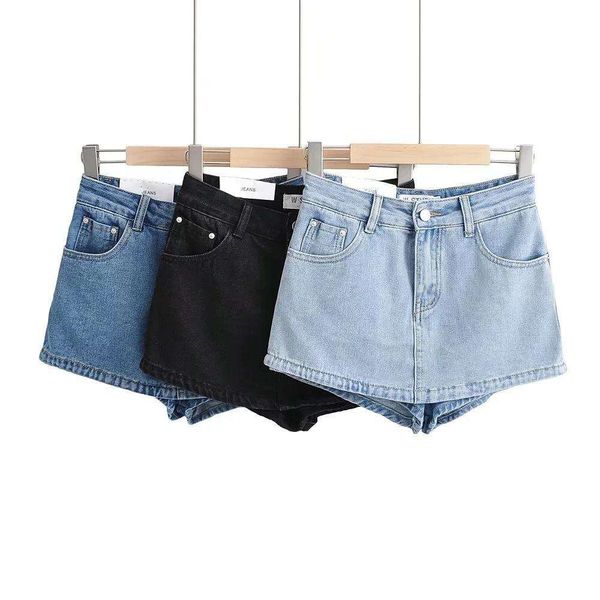 

babes high waists revealing legs long denim skirt summer slim fit anti short, Black