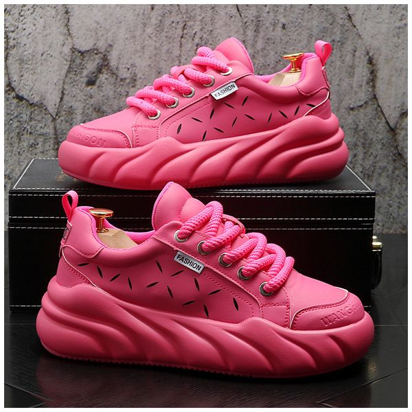 

men sneakers casual leather platform mesh shoes new men fashion breathable mei red lac-up male outdoor vulcanize zapatillas, Black