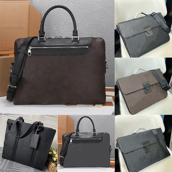 

fashion porte-documents jour briefcase damier infini onyx leather designer metal hardware s-lock briefcase men flap closure with m256r