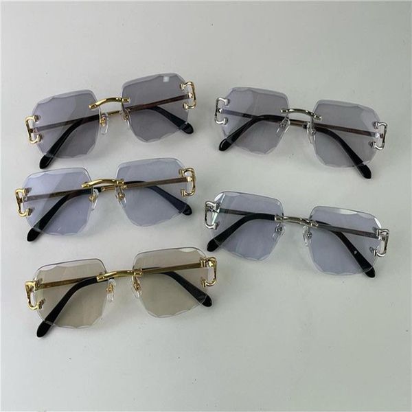 

buff sunglasses lens colors changed in sunshine from crystal clear to dark diamond design cut lens rimless metal frame outdoor 011272w, White;black