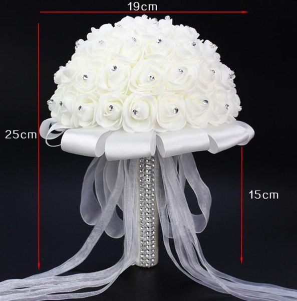 

luxury crystal white wedding bouquets 2016 new arrivals ivory rose bow buque de noiva de perola wedding flowers bridal bouquets9101201