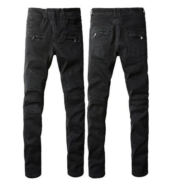 

fashion bal mens jeans slim fit black trousers for men cargo zipper pocket pencil pants5954325, Blue
