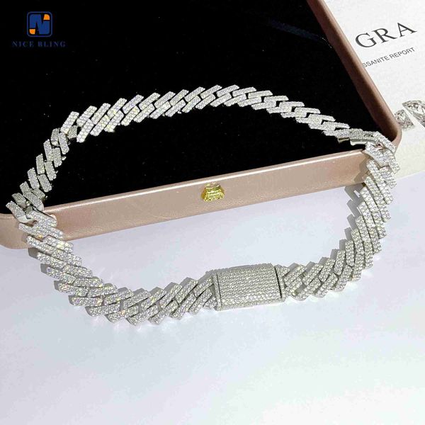 

price hip hop diamond cuban link chain silver cuban link chain 15mm vvs moissanite necklace