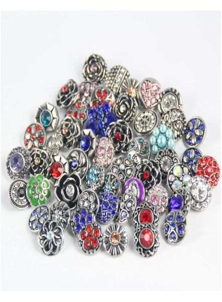 

100pcs retro 18mm snap button metal rhinestone mixed style snap chunk diy jewelry fit for noosa charm bracelet x9ykc8911011, Golden;silver