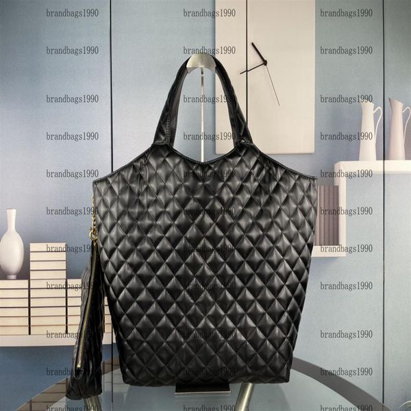 

large size black diamond lattice shopping bag care tote big gold cowhide leather women totes handbags never single shoulder bags2659