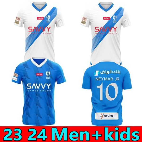 

neymar jr 2023 2024 al hilal saudi soccer jerseys 23 24 malcom neves sergej vietto koulibaly lghalo kanno home away men kids football shirt, Black;yellow