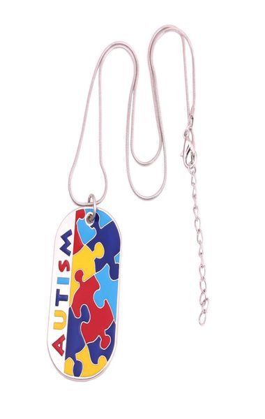 

popular identification autism awareness identification necklace puzzle piece pattern with hand applied enamel colors id jewelry9305189, Silver