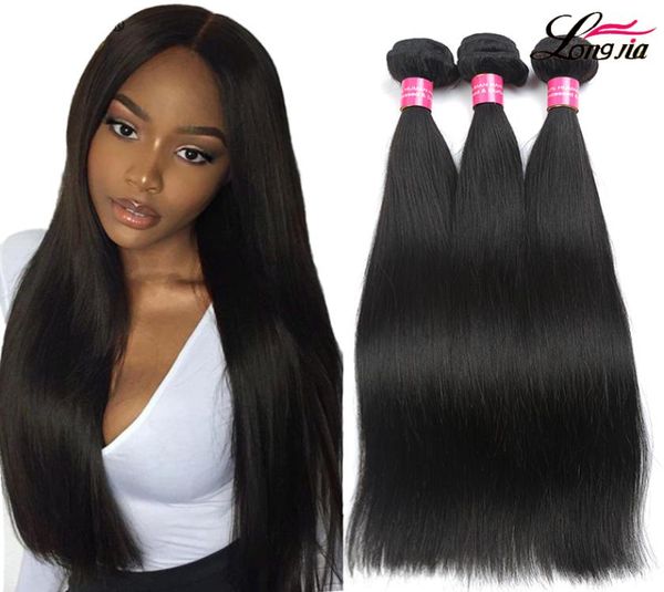 

8a brazilian straight hair bundles unprocessed brazilian human hair weaves double weft silky straight natural color4455737, Black