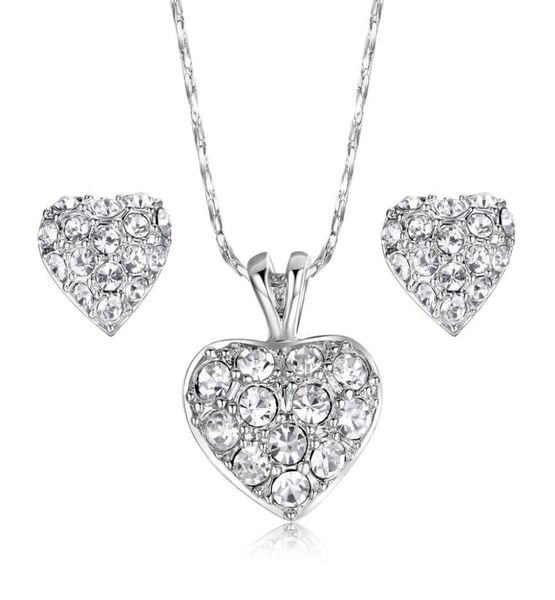 

yoursfs 6 pcsset fashion jewelry 18k gold plated silver love heart earring necklace set woman anniversary gift1344575, Black
