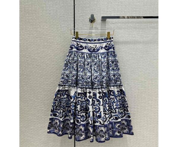

2022 runway summer printed women skirts elegant high waist aline long maxi skirt 2022 casual loose party holiday skirt72217042269247, Black