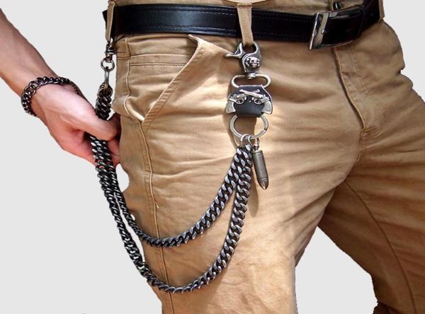 

men039s waist key chain vintage heavy rock metal hip hop gothic punk skeleton bullet pants trousers jean biker wallet key ring1691417, Slivery;golden