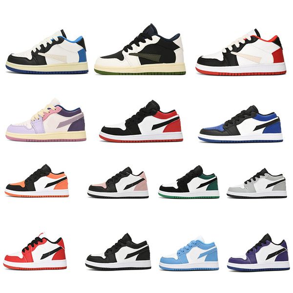 

kids low jumpman 1s 1 infant kids girls boys youth basketball shoes trainers outdoor sport sneakers, Black