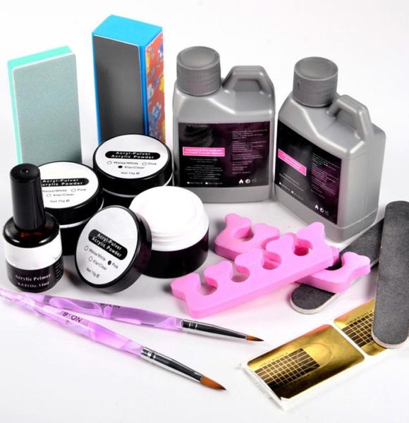 

13 in 1 crystal acrylic powder set milling cutters nail extension liquid primer brush full kit buffing pen for manicure gel polish5672771