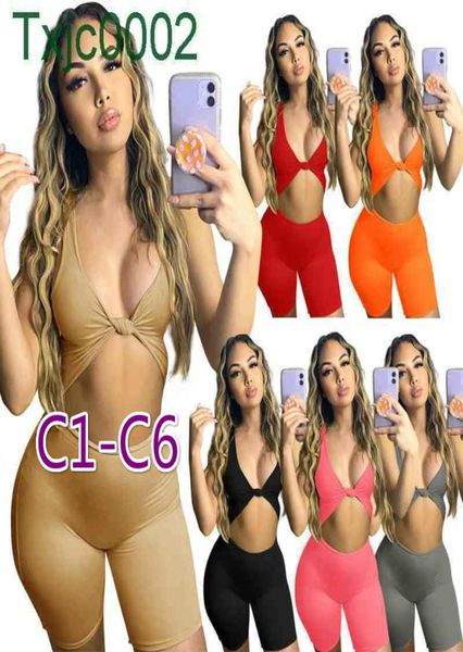

women jumpsuits slim designer summer solid color sleeveless vest v neck shorts rompers hollow out tight overalls pants 6 styl4334334, Black;white