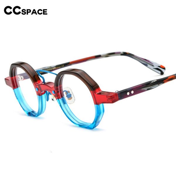 

fashion sunglasses frames 54699 vintage fashion acetate optical glasses frames men women color stitching glasses 230822, Black