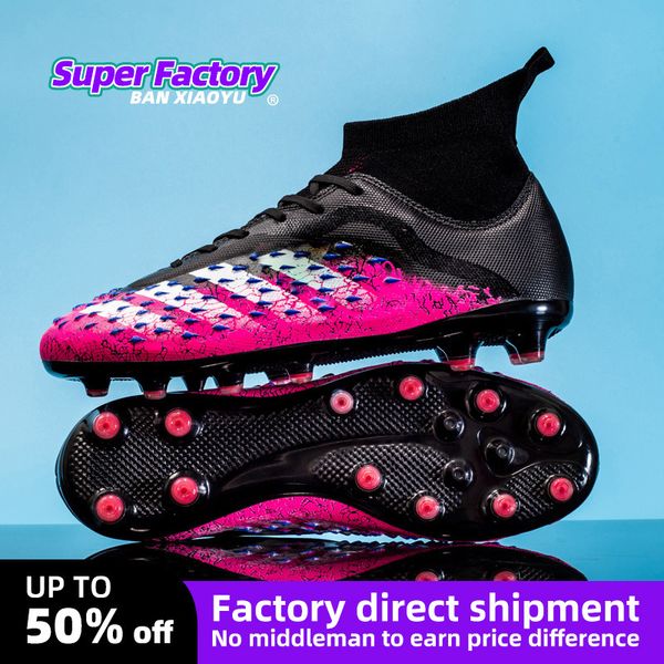 

dress shoes men soccer shoes tf/fg high/low ankle children's football boots male outdoor non-slip grass multicolor training match sneak, Black