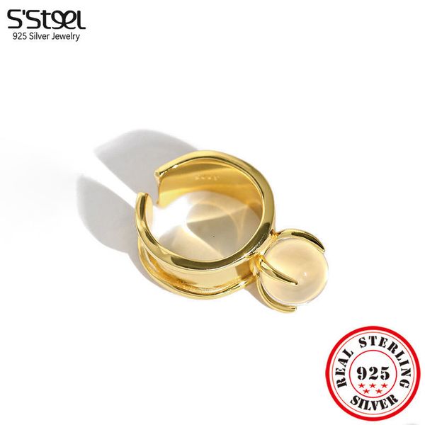 

wedding rings s steel 925 sterling silver crystal resizable for women luxury brand ringen 2023 trend accessories jewelry 230822, Slivery;golden