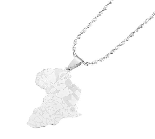

stainless steel african map pendant necklace ethnic symbol pattern african hip hop jewelry8427046, Silver