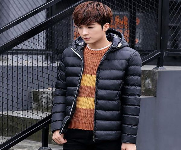 

warm jacket men039s down jacket hooded down 1pcs cotton0125129026, Black
