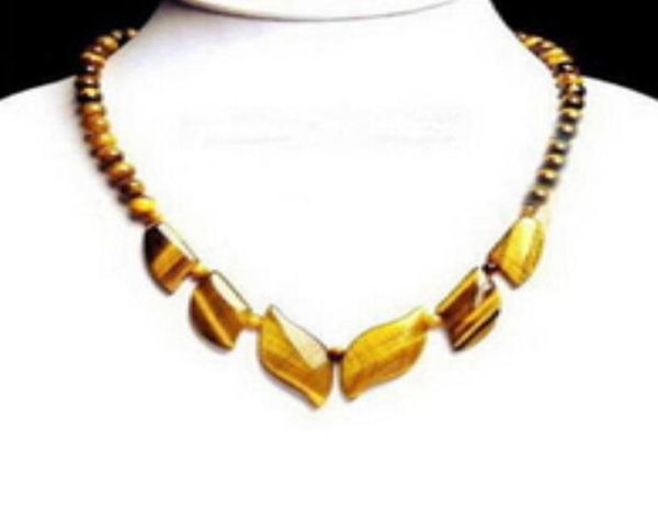 

llltltlt 0215 wonderful natural tigereye opal stone leaf 18kwgp clasp necklace jewellery4028038, Silver