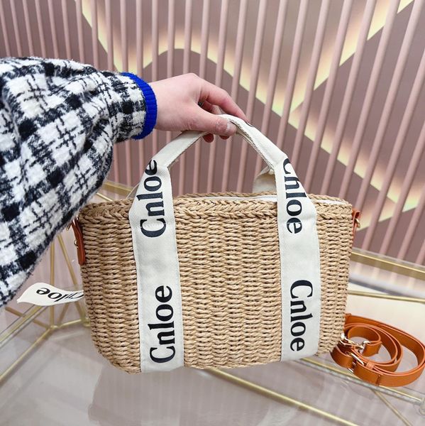 

designer bag summer women's fashion woven knitting crochet bag ch1oe straw bucket bag luxury beach casual tote shoulder bags chpp-021
