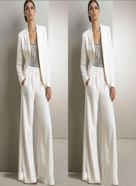 

new bling sequins ivory white pants suits mother of the bride dresses formal chiffon tuxedos women party wear new fashion modest3758968, Black;red
