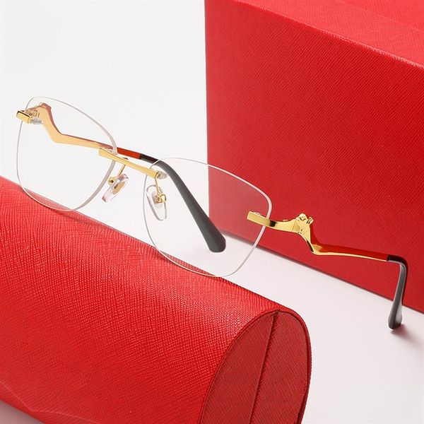

mens designer sunglasses brand sunglasses for woman leopard head legs transparent lens gold silver sunglass original box gafas de 214h, White;black