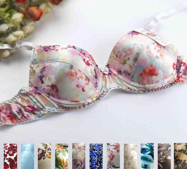 

ing 100 natural underwear double faced silk print summer bra9067385, Red;black