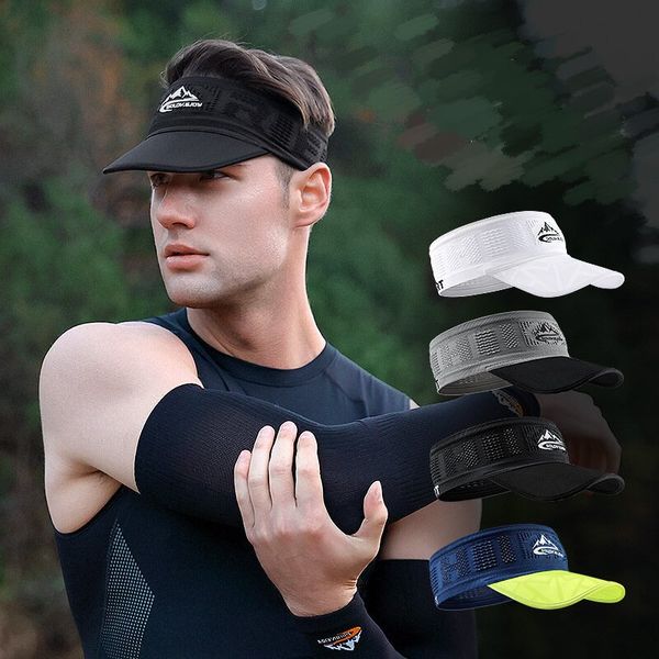 

summer new peaked cap men's and women's outdoor running breathable exercise visor sunscreen hat cap, Blue;gray