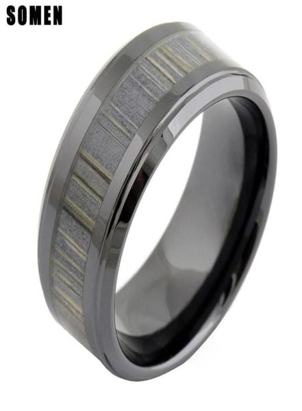 

wedding rings 9mm men vintage ceramic zebra wood inlay ring male engagement mens fashion jewelry bague ceramique anillos hombre8024870, Slivery;golden