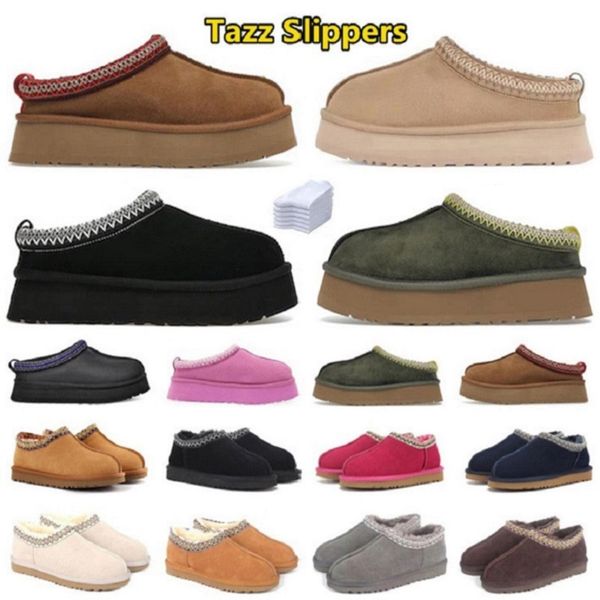 

luxury tazz slipper tasmans slippers womens slip-on platform flats slides black chestnut samba red fashion sneakers designer boots fur class