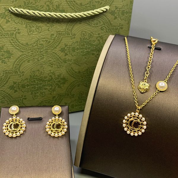 

luxury brand designer necklace earring 18k gold stainless steel letter choker pendant necklaces beads chain jewelry accessories gifts, Silver