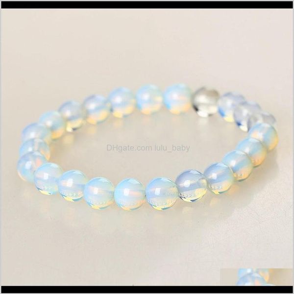 

beaded strands bracelets jewelry drop delivery 2021 8mm round crystal moonstone natural stone stretched beaded bracelet for women 218j, Black