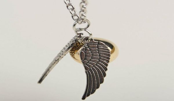 

new style silver wings snitch gold necklace pendant golden whole9019414