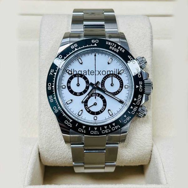

rolej panda watch designer mens watch steel all subdials 40mm automatic mechanical movement sapphire glass ceramic bezel silver dhgate watch, Slivery;golden