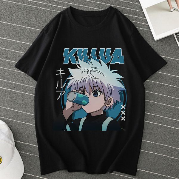 

men's t-shirts anime hunter x hunter killua zoldyck t shirts menwomen hxh anime t-shirt casual harajuku streetwear summer men clothing, White;black