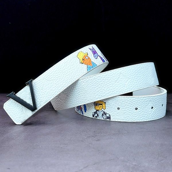 

designer letter buckle belt luxury cartoon color buckle men women leather waistband width 3.0cm fashion casual denim belts wholesale, Black;brown