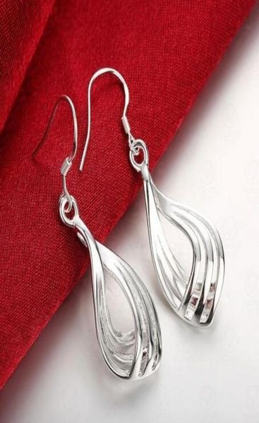 

fashion jewelry 925 sterling silver dangle earrings water drop shaped ripple gift for women4758617