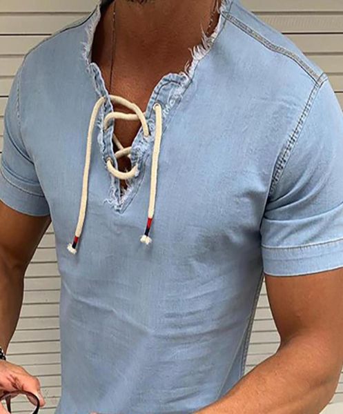 

jeans destroyed v neckline summer t shirt casual tshirt fashion 2xl 3xl 4xl plus size 754065, White;black
