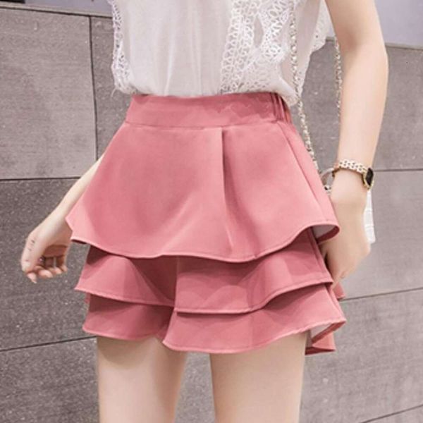 

high waist pants skirt summer shorts half womens ruffled short poodle a line, Black