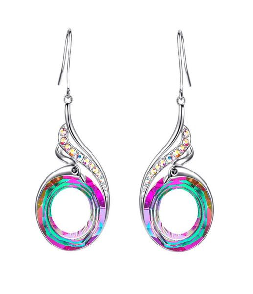 

new bohemian ethnic colorful crystal dangle earrings fashion peacock phoenix statement dangle earring daily wedding party jewerly 6046503, Silver