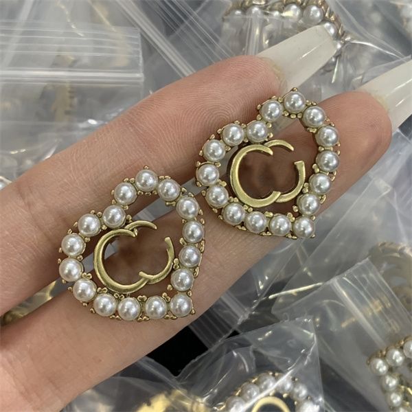 

retro stud ggity designer charm earrings double letter g eardrop women party accessories earring with box 2244, Golden;silver