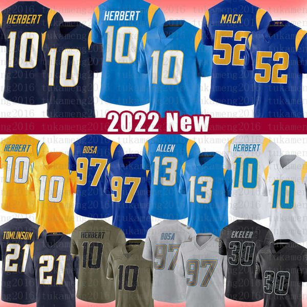 

justin herbert football jersey khalil mack derwin james jr. joey bosa keenan allen mike williams austin ekeler j.c. jackson zion johnson dav, Black;red