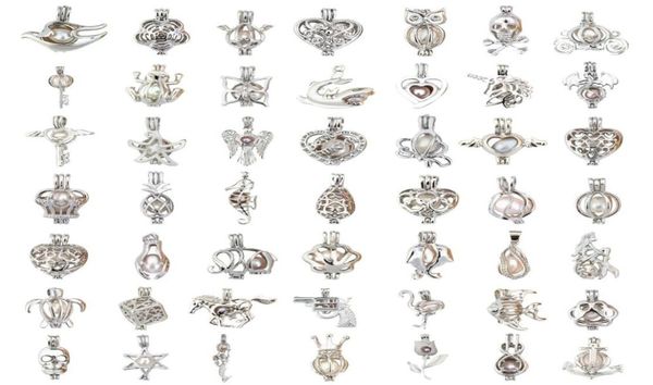 

more style 18kgp fashion love wish pearl gem beads locket cages pendants fit necklaces bracelets diy jewelry pearl necklace char2145287, Silver