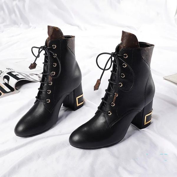 

designer autumn anwinter boots european american style round toe chunky all-match rhinestone stiletto mid-heel women's shoes, Black