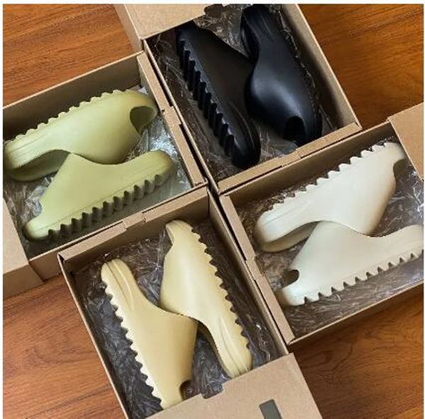 

yeeziness designer slippers men woman slider foam runner vermillion mineral blue onyx pure sandals slide ochre bone resin clog desert ararat, Black